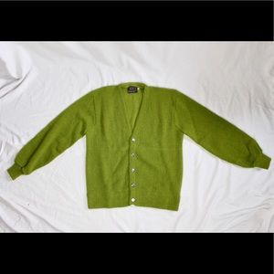 Pea Green Wool Button up Cardigan
